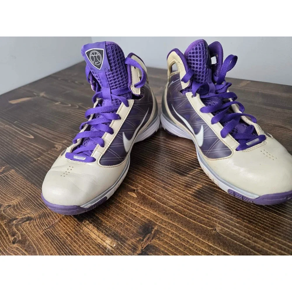 Nike Flywire Hyperize Youth Basketball Sneakers Size 6 White Purple‎ Shoes